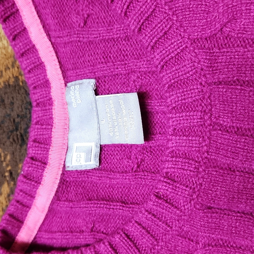 JCPenney Women's Fuchsia Cable Knit Sweater - Picture 4 of 8